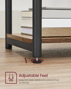 VASAGLE Three-Tier Rectangular Side Table, Rustic Brown and Ink Black