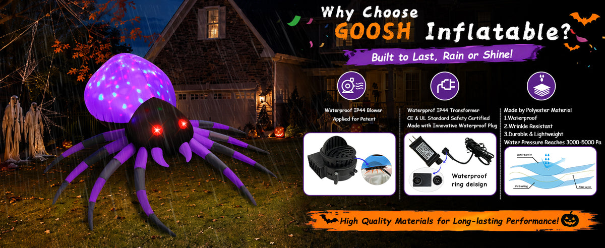 GOOSH 69087 5-Foot Halloween Spider Inflatable – 5 FT Purple – product detail