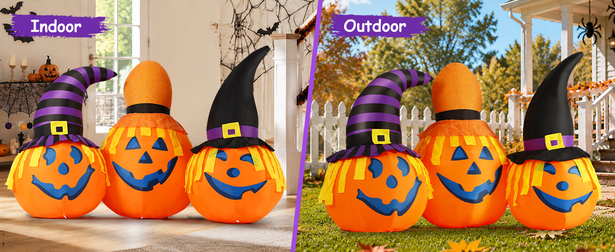 GOOSH 69106 6-Foot Halloween Pumpkin Inflatable – Orange, Black – product detail