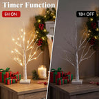 PEIDUO Lighted Birch-Style Tabletop Trees, 2 ft, Set of 2