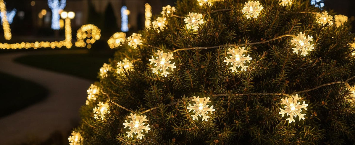 CESOF Warm White Snowflake String Lights, 20 ft