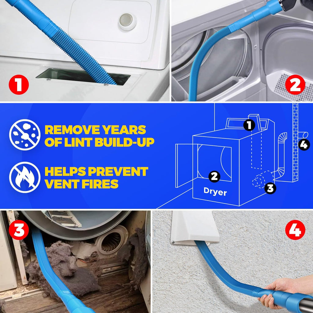 Holikme Dryer Lint Vacuum Attachment Kit, Blue