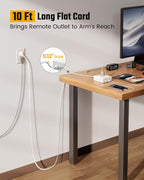 SUPERDANNY Flat-Plug Power Strip, White, 10 ft
