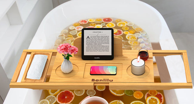 Banlilu Expandable Bamboo Bathtub Tray, Natural