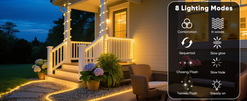 Brightown Solar Rope Lights, Warm White, 39 ft