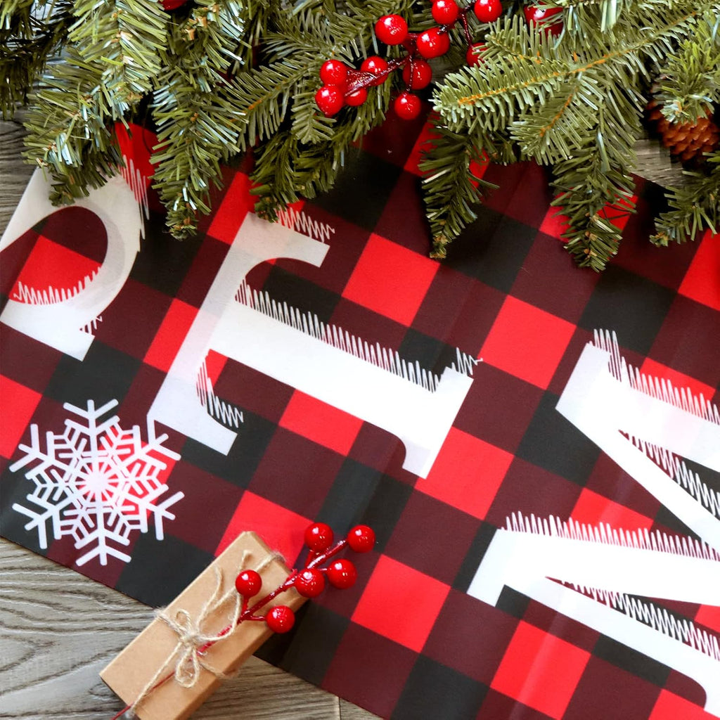 Ivenf Merry Christmas Porch Banners, Red and Black Plaid, Set of 2