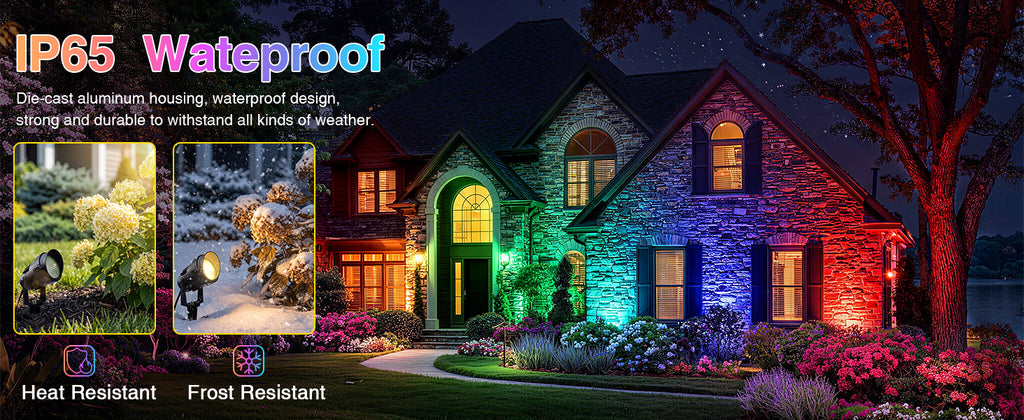 SUNVIE RR62JGOEX8 12W RGBW LED Outdoor Spotlights – 4 Pack, Black – 4 Pack / Black – product detail