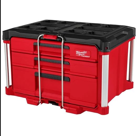 Milwaukee 48-22-8447 PACKOUT 3-Drawer Multi-Depth Tool Organizer – red