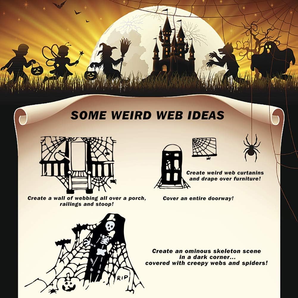 ZPISF Stretchable Halloween Cobwebs with 30 Spiders, Large
