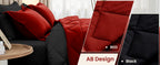 MUXHOMO Reversible Queen Bedding Set, 7 Pieces, Red and Black