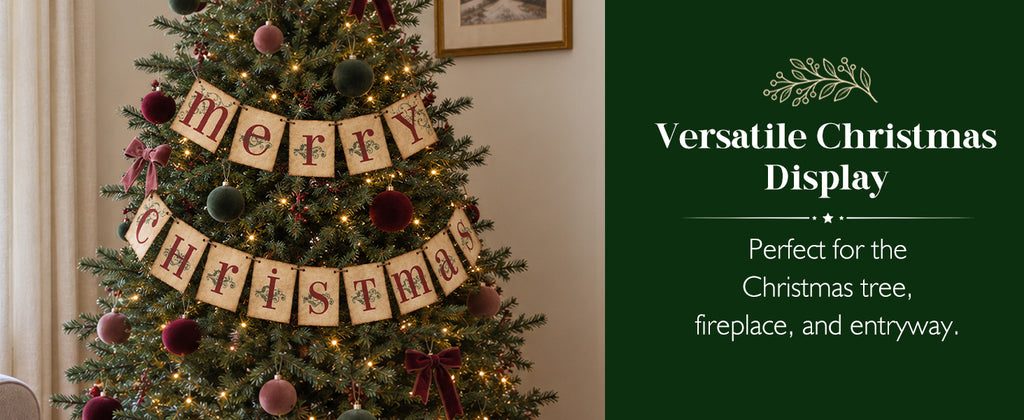 ORIENTAL CHERRY Vintage-Style Merry Christmas Banner