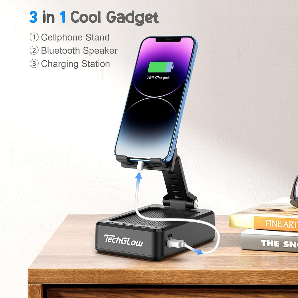 TechGlow Bluetooth Speaker Phone Stand, Black