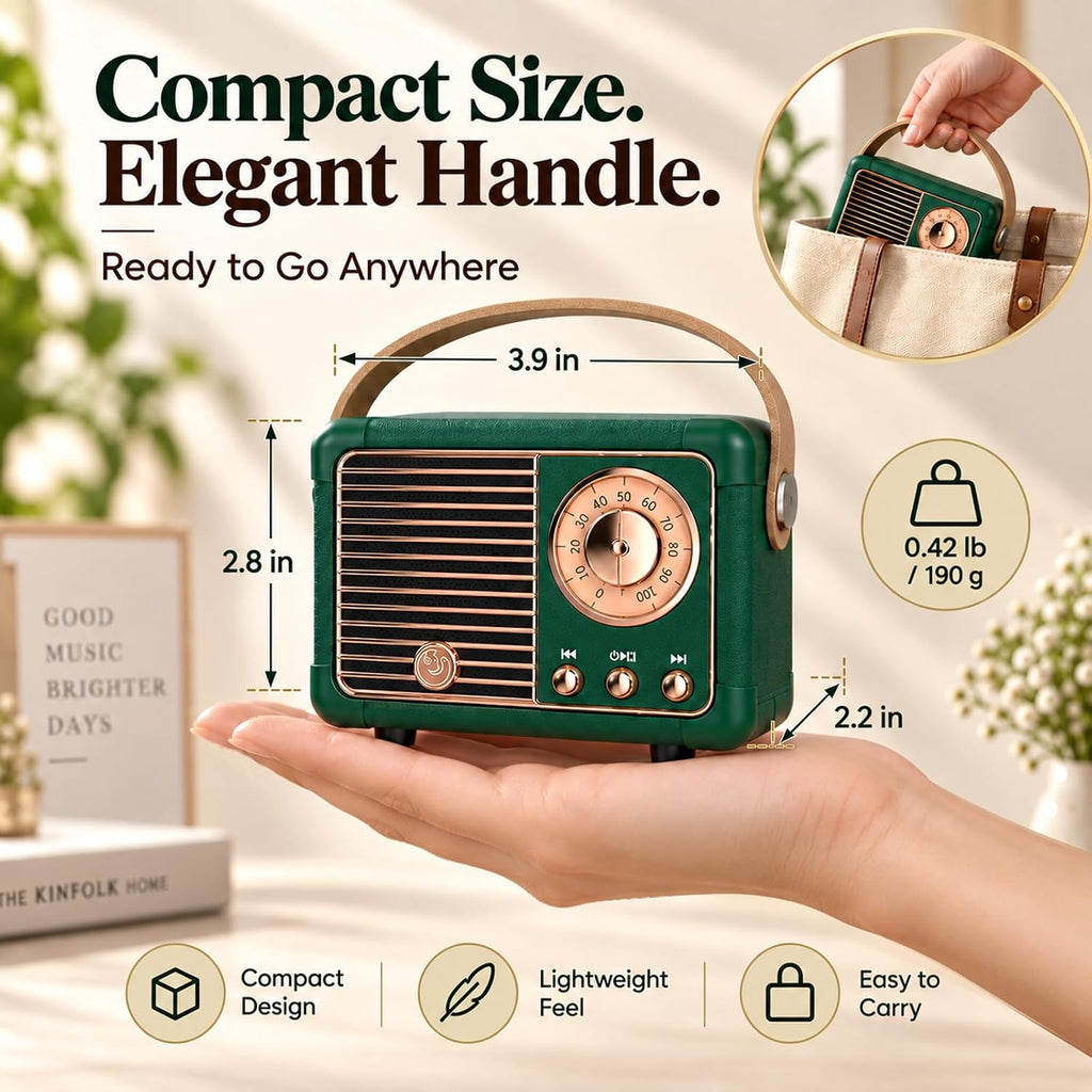 Dosmix Retro-Style Bluetooth Speaker, Green