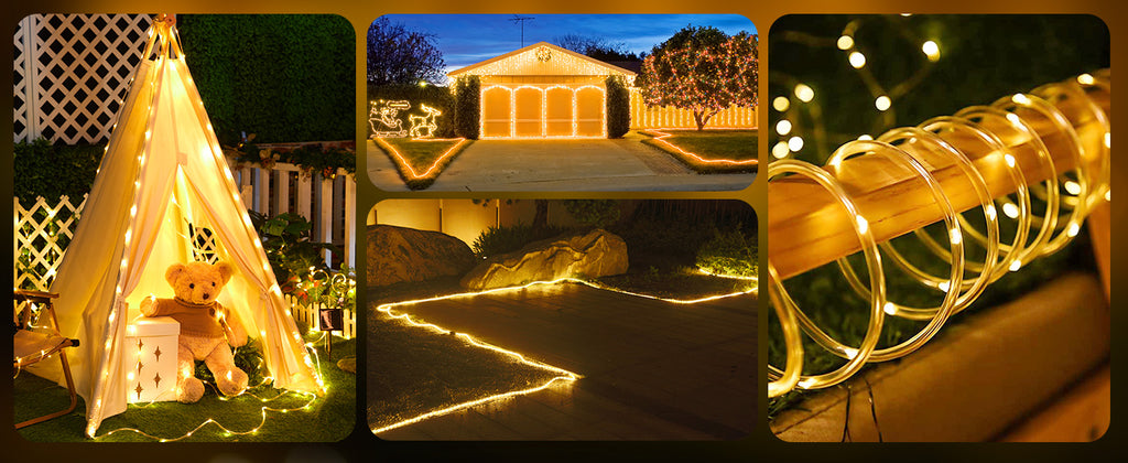 Brightown Solar Rope Lights, Warm White, 39 ft