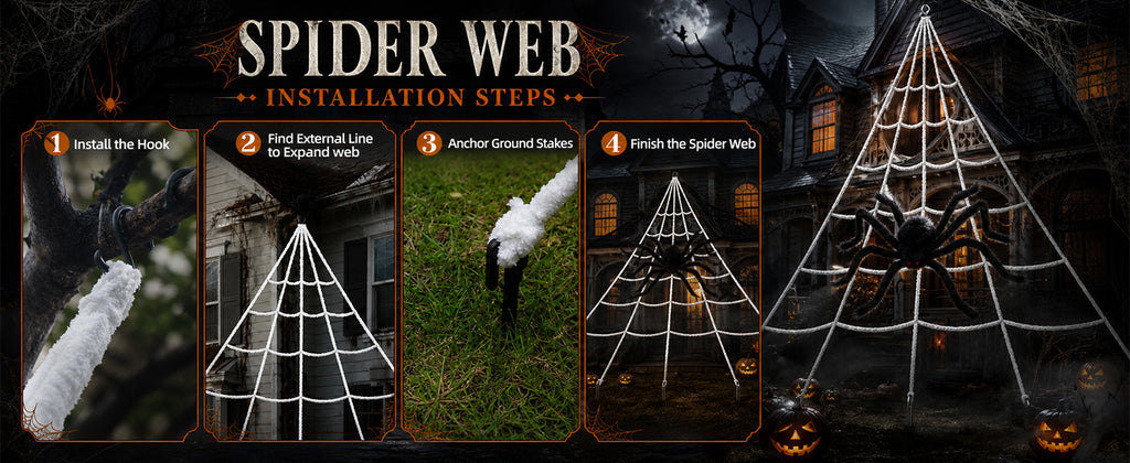 Land Guard WSJ-SJWZZ 236-Inch Halloween Web & 70-Inch Spider Set – 236 inches, White, Black – 236 inches / White, Black – product detail