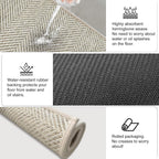 HDFK Herringbone Kitchen Rug Set, Beige, 2 Pieces