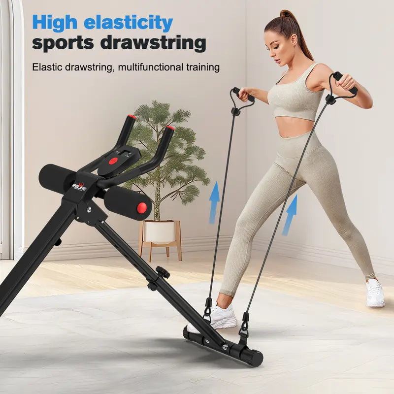 RELIFESPORTS Foldable Ab Machine with LCD Monitor and Resistance Bands - detail 6