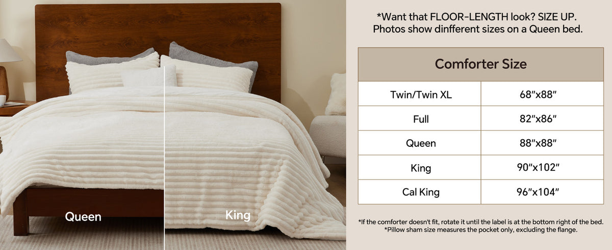 BEDELITE Queen Fleece Comforter Set, Cream White