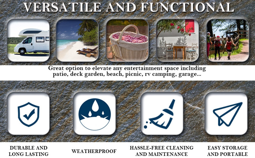 SAND MINE Reversible Outdoor Rug, Black and Beige, 5 x 8 ft