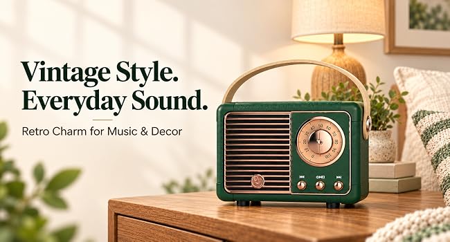 Dosmix Retro-Style Bluetooth Speaker, Green