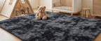 PLHXFR Shag Area Rug, Tie-Dyed Dark Grey, 8 x 10 ft