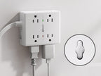 SUPERDANNY Flat-Plug Power Strip, White, 10 ft