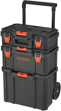beyond BDST60500APB 3-Piece Stackable Rolling Tool Storage System – Black