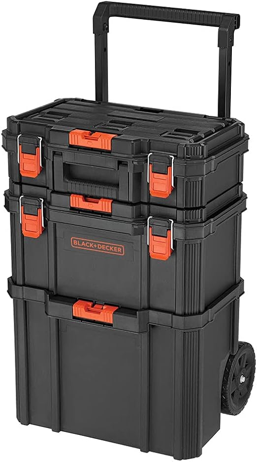 beyond BDST60500APB 3-Piece Stackable Rolling Tool Storage System – Black