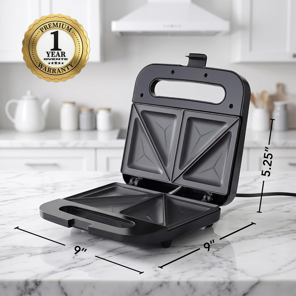 OVENTE GPS401B Electric Sandwich Maker, Black
