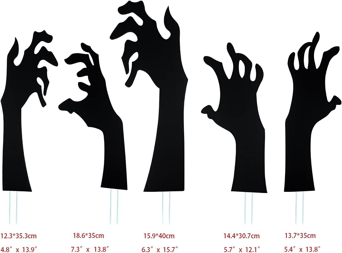 Anditoy 5-Piece Black Hand Halloween Yard Sign Set – Black – product detail