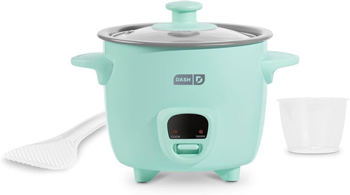 DASH Mini Ceramic Rice Cooker, Aqua, 2 Cups Cooked