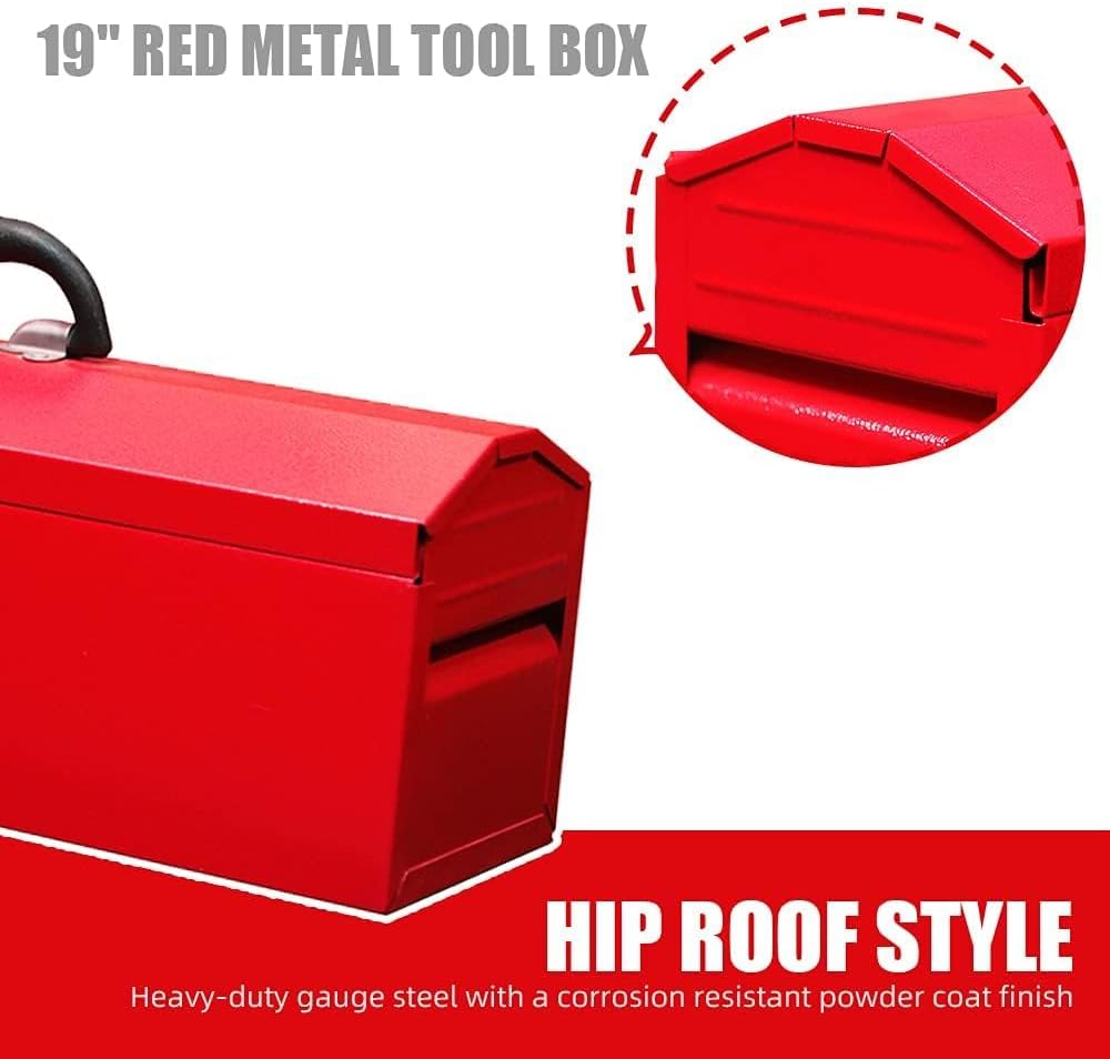 HPDAVV QBGJXTB101R 19-Inch Metal Tool Box – 1P-19in-Red, Red – 1P-19in-Red / Red – product detail