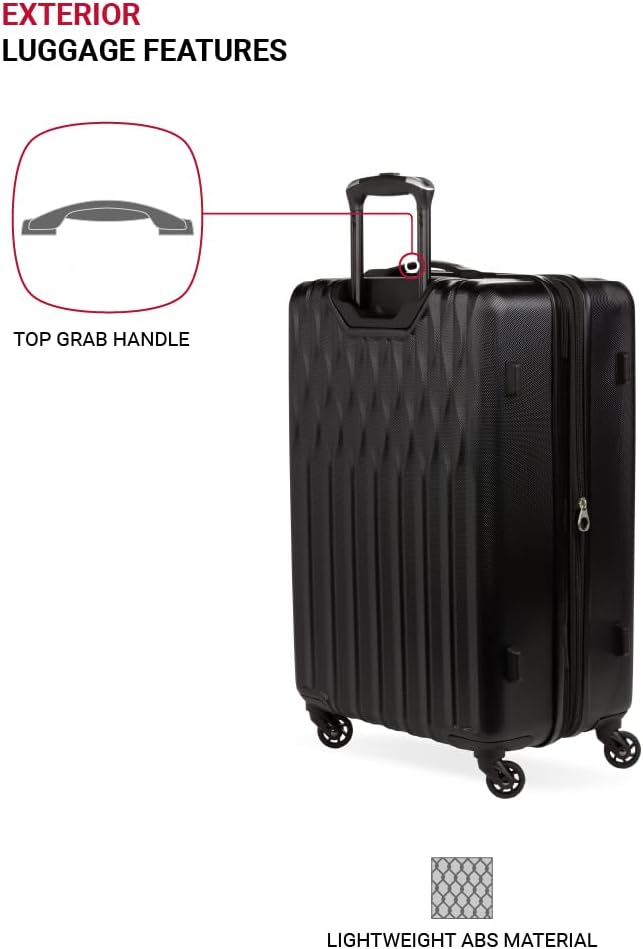 SwissGear 8018202167 Hardside Suitcase – Checked-Medium 24-Inch, Black – Black / Checked-Medium 24-Inch – product detail