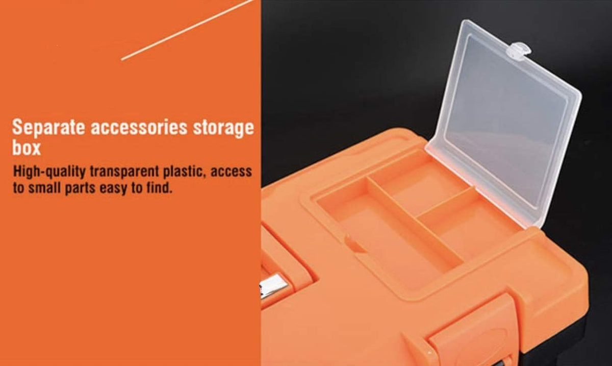 Edward Tools 14-Inch Plastic Tool Box with Removable Tray – Black, Orange – product detail