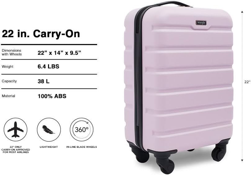 Wrangler Hardside Spinner Carry-On Suitcase – Lilac – product detail