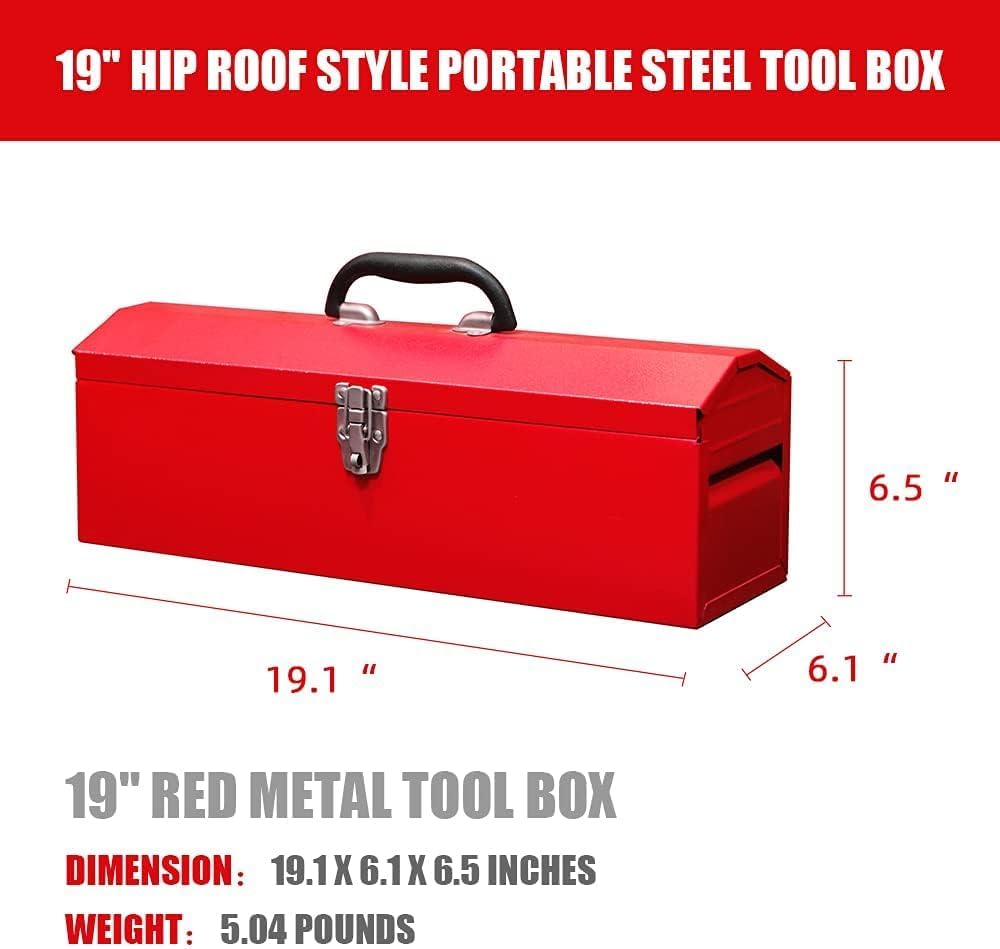 HPDAVV QBGJXTB101R 19-Inch Metal Tool Box – 1P-19in-Red, Red – 1P-19in-Red / Red – product detail