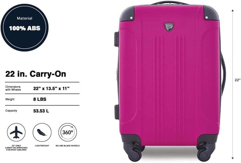 Travelers Club Hardside Carry-On Suitcase – 1-Piece (22" Carry-On), Fuchsia – Fuchsia / 1-Piece (22" Carry-On) – product detail
