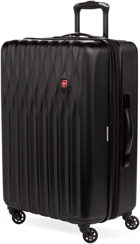 SwissGear 8018202167 Hardside Suitcase – Checked-Medium 24-Inch, Black