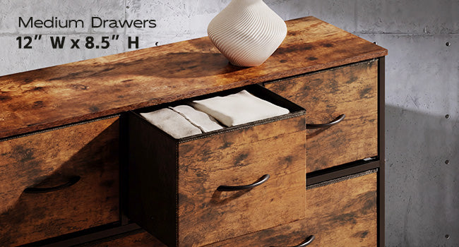 WLIVE 9-Drawer Fabric Dresser in Rustic Brown