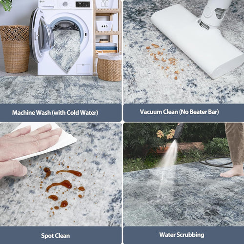 Aelenmu Abstract Area Rug, Blue/Grey, 8 x 10 ft