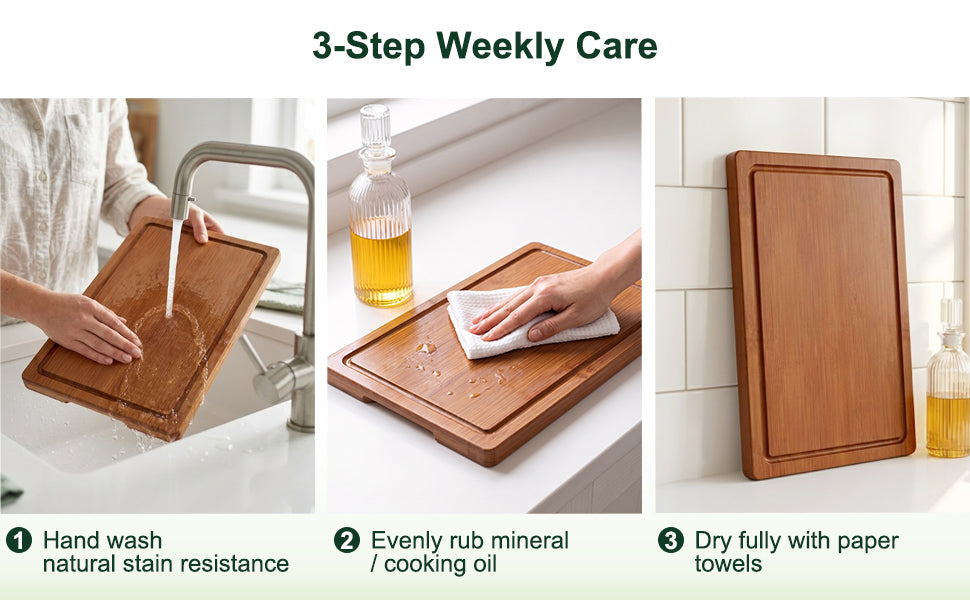 zeawec Carbonized Bamboo Cutting Boards, 3-Piece Set
