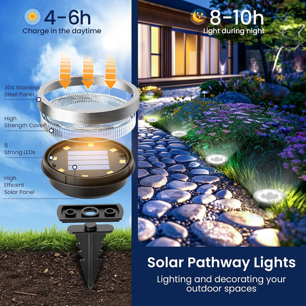 SOLPEX Solar Ground Lights, Cool White, 10-Pack