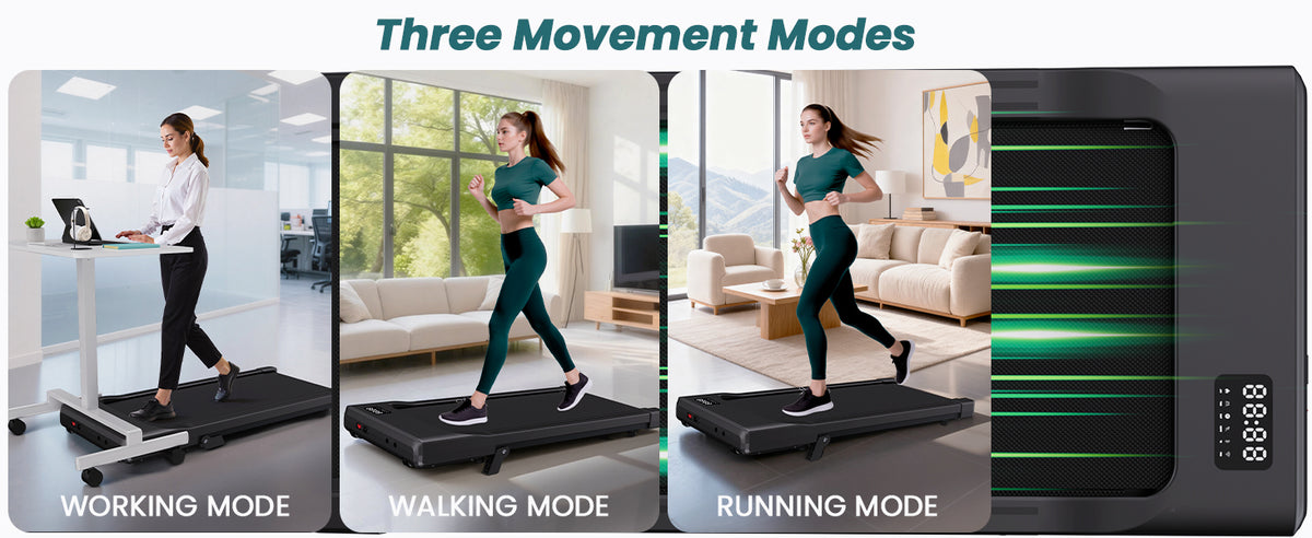 DeerRun Under-Desk Walking Treadmill – Matte Black – product detail
