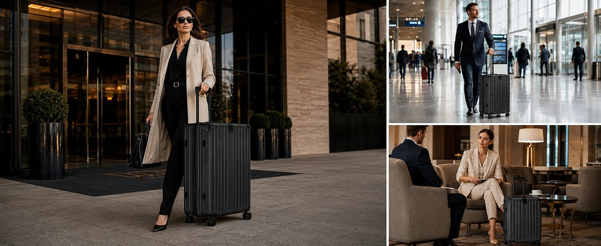 S.Leovay W5271P499184 Luggage Set – 20+24+28Inch, Black – Black / 20+24+28Inch – product detail