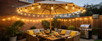 VGUXG Solar Patio String Lights, 50 ft, 15 Sockets
