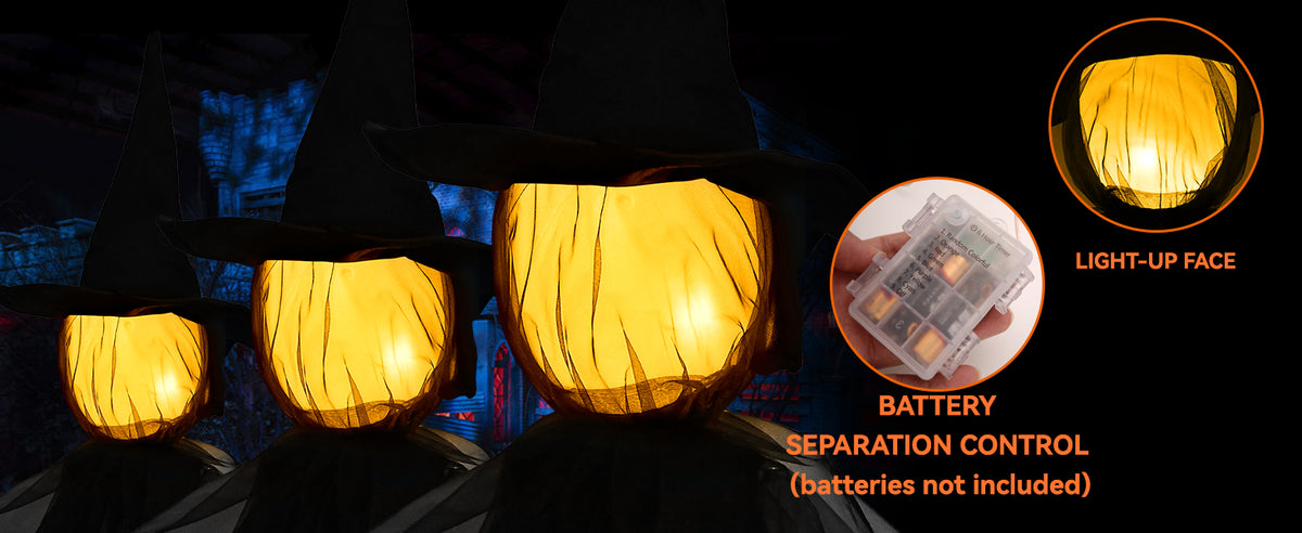 Jibeufi Hlw-witch-3pcs 3-Pack 4.9-Foot Lighted Halloween Witch Stakes – black – product detail
