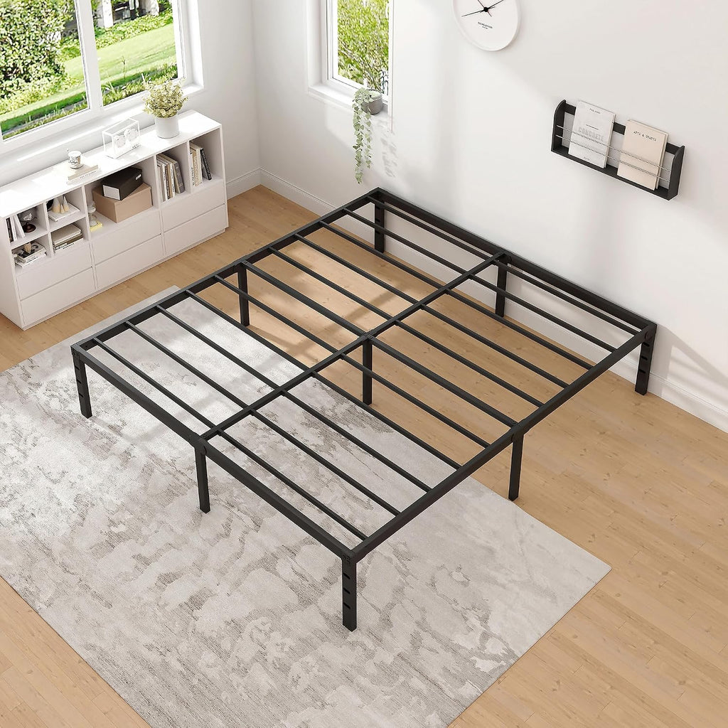 NEW JETO Queen Metal Bed Frame, 14-Inch Platform, Black