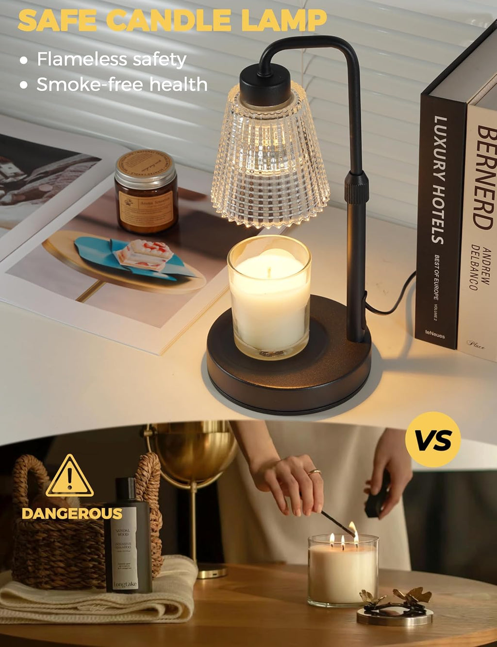 GODONLIF Adjustable Candle Warmer Lamp, Black