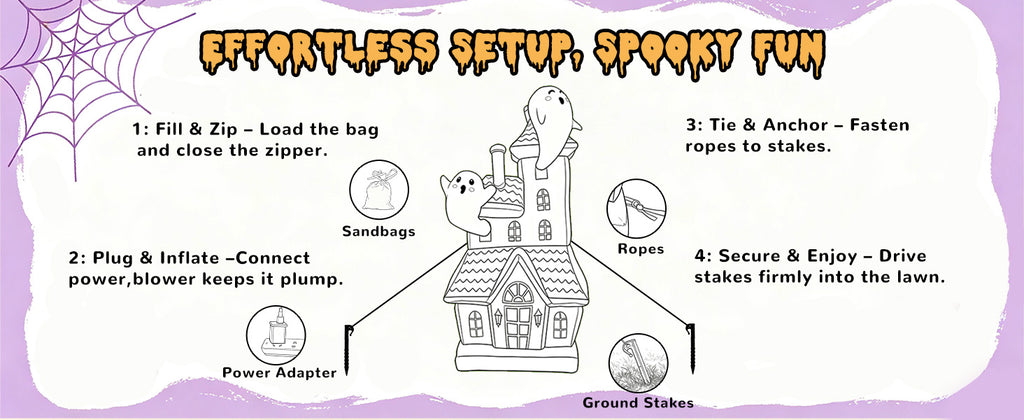 Bajree 6-Foot Halloween Haunted House & Ghosts Inflatable – Multicolor – product detail