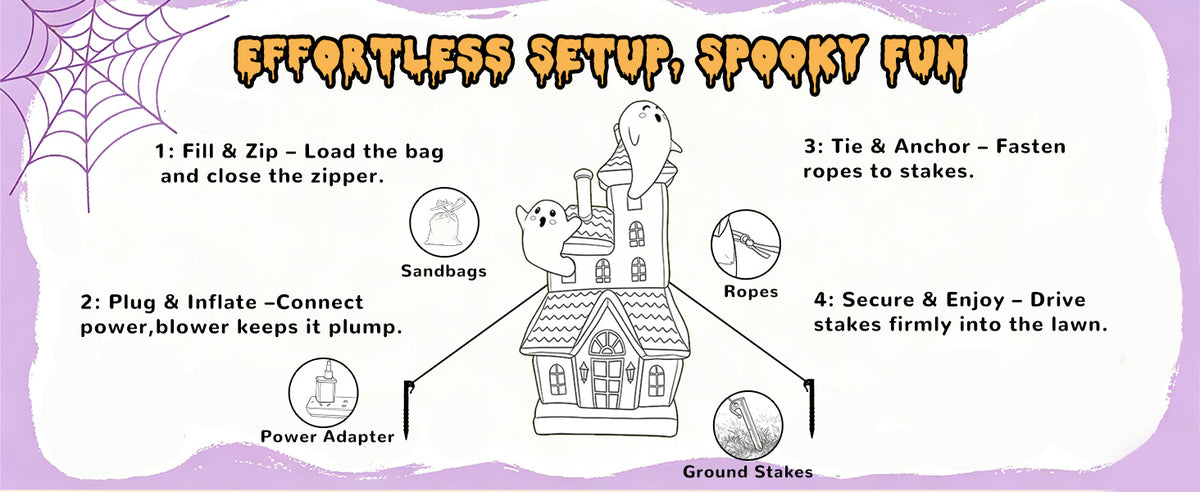Bajree 6-Foot Halloween Haunted House & Ghosts Inflatable – Multicolor – product detail